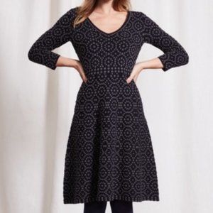 BODEN Annabel Black Gray Swiss Dot A-Line Dress Size 8L